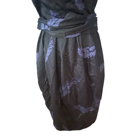 Marc Jacobs Black Purple Wrap Dress Silk Blend Cross Back Cocktail Size 6 - Picture 4 of 8